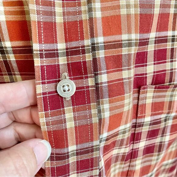 Turnbury men’s plaid button down shirt size large 100% cotton orange fall colors - Picture 4 of 6